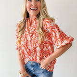 Geo Print Ruffled Top