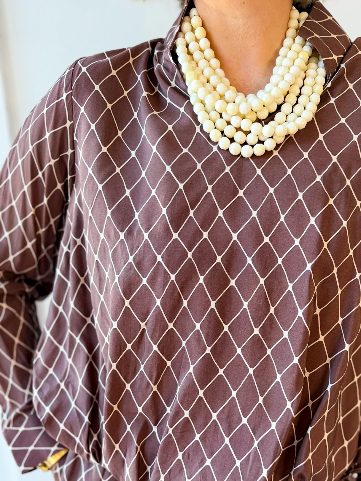 Geo Printed Top & Pant Set - Brown