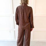 Geo Printed Top & Pant Set - Brown