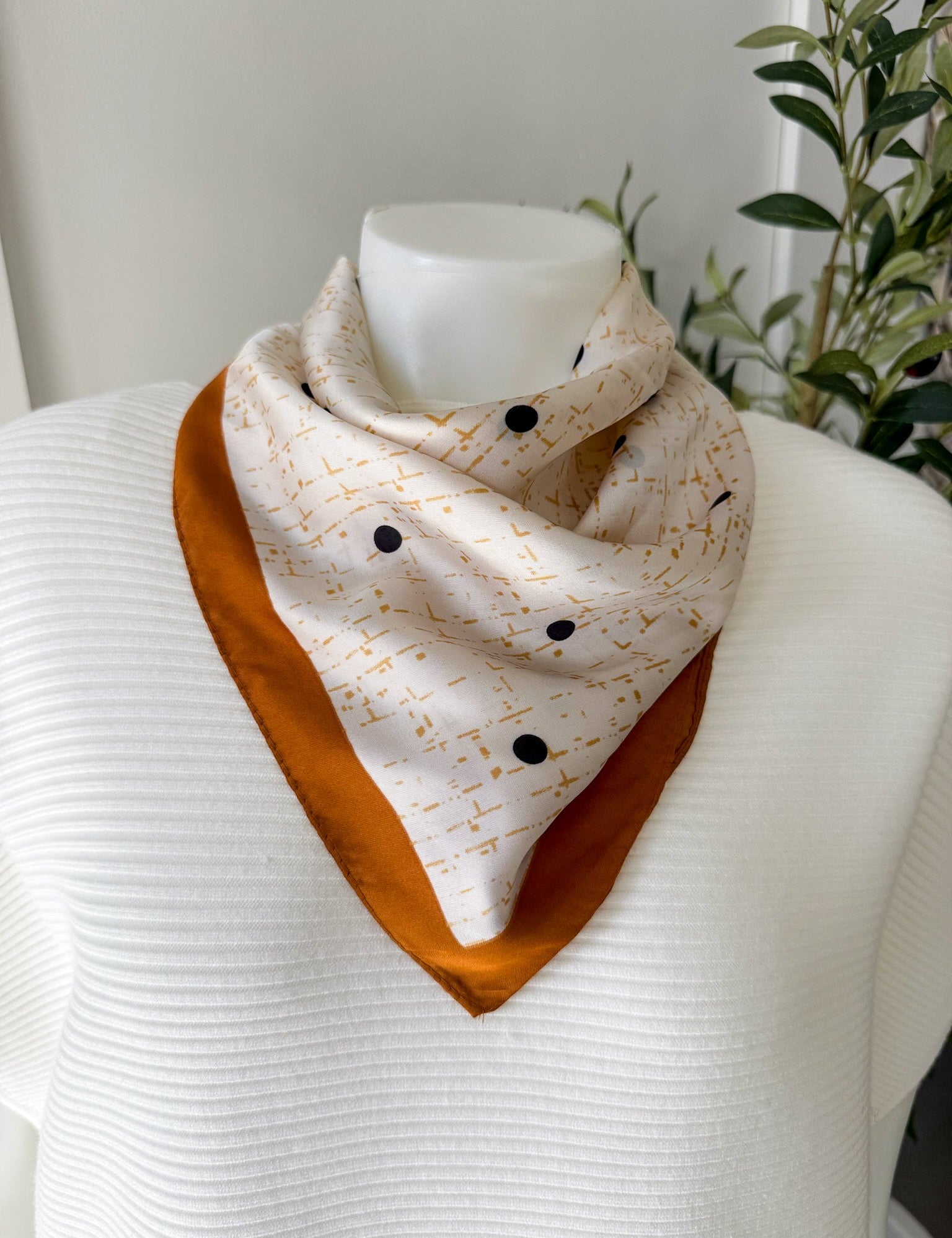 Geometric Line & Polka Dot Scarf