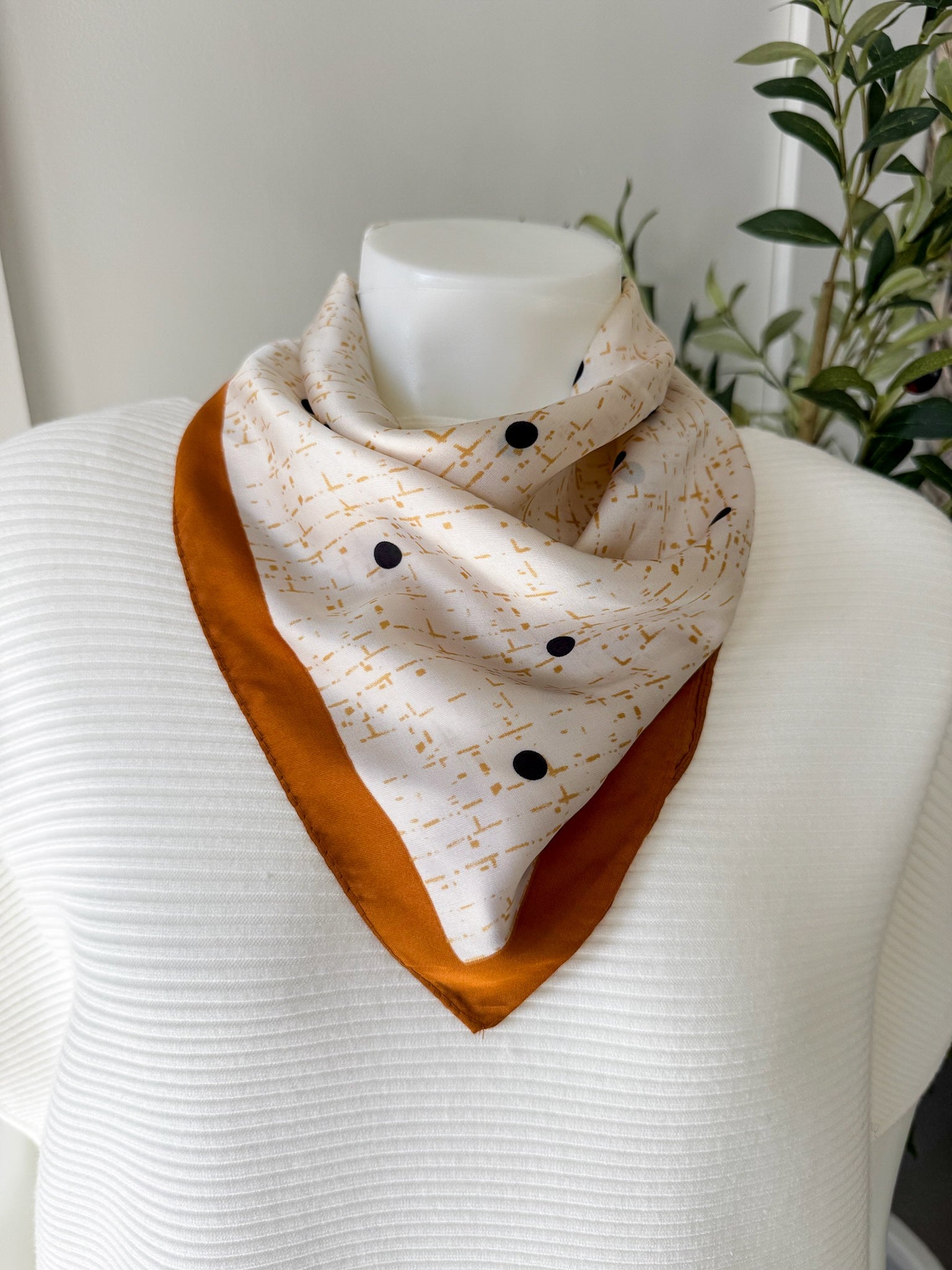 Geometric Line & Polka Dot Scarf