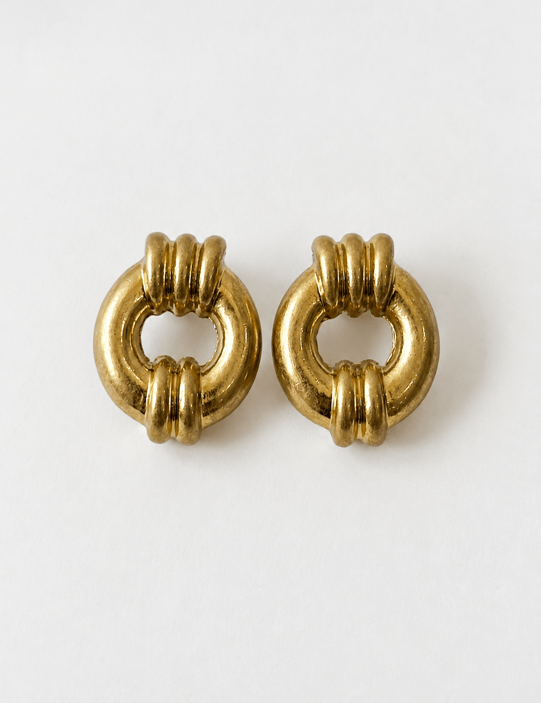 Geometric Metal Earrings - Worn Gold