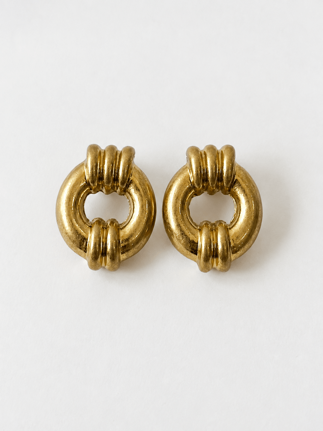 Geometric Metal Earrings - Worn Gold