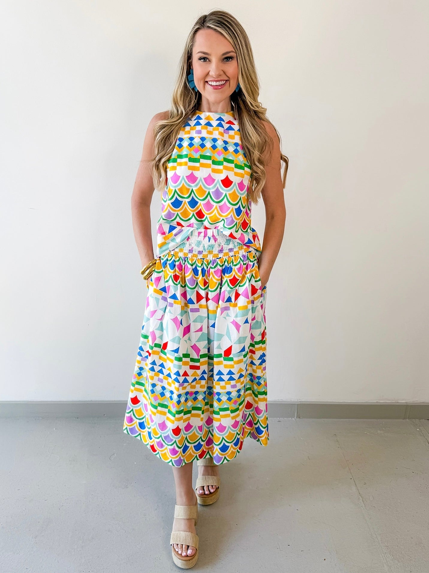 Geometric Top & Skirt Set