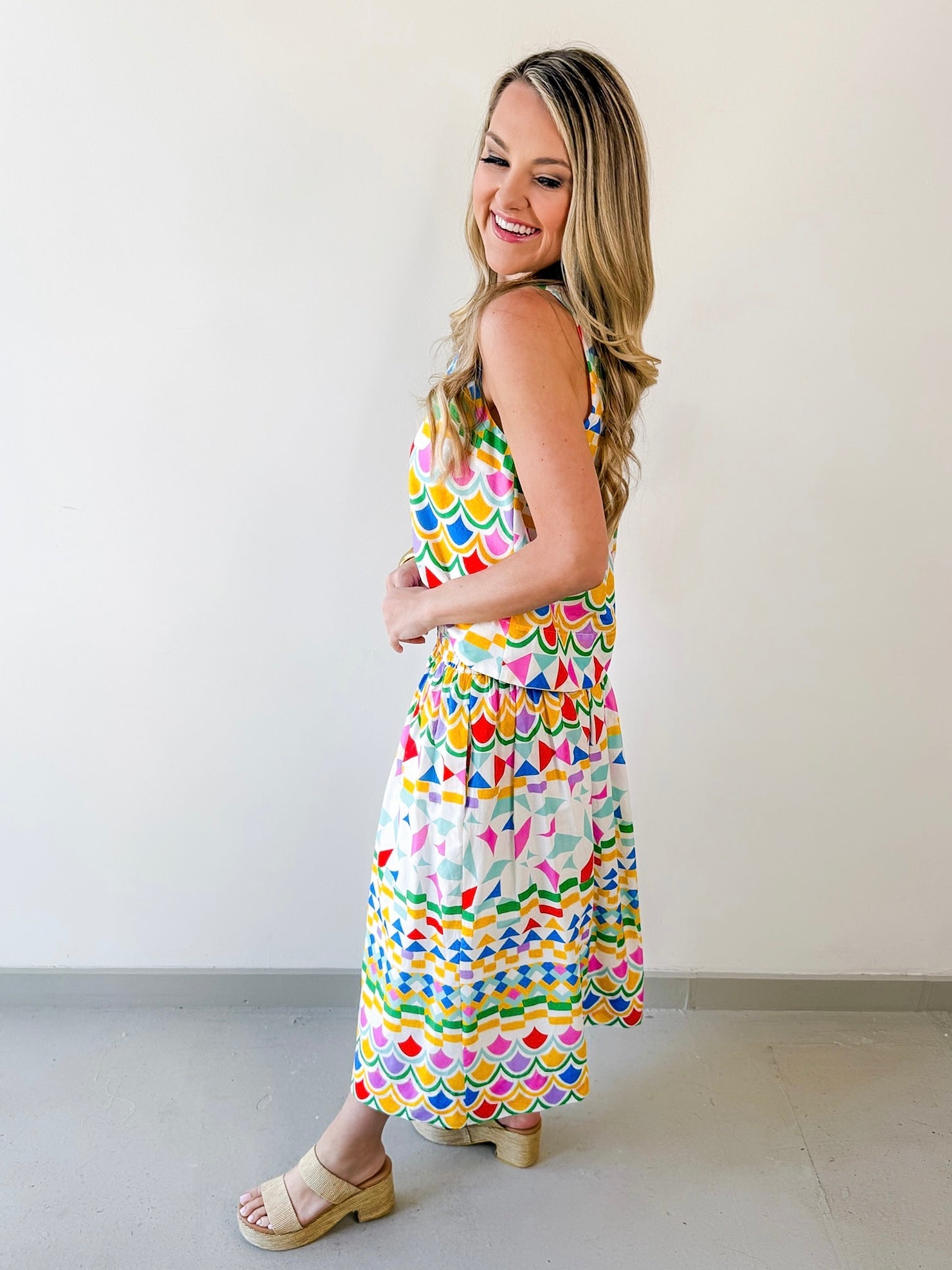 Geometric Top & Skirt Set