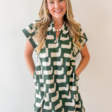 Geometric Tunic Mini Dress - Green