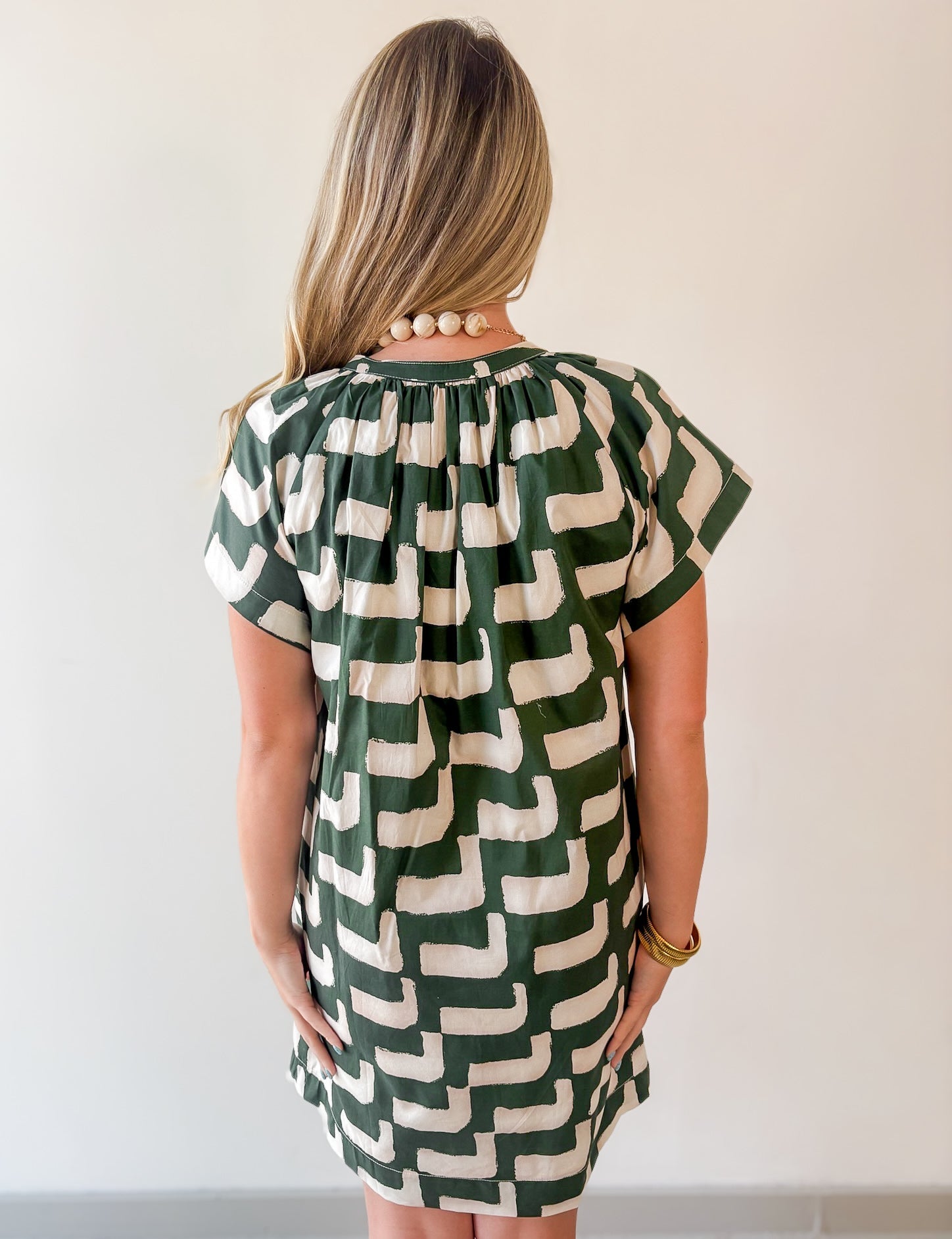 Geometric Tunic Mini Dress - Green