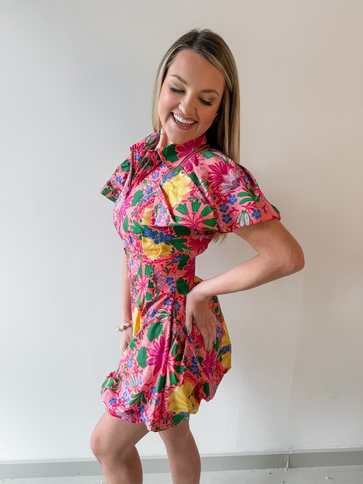 Gina Floral Puff Sleeve Mini Dress