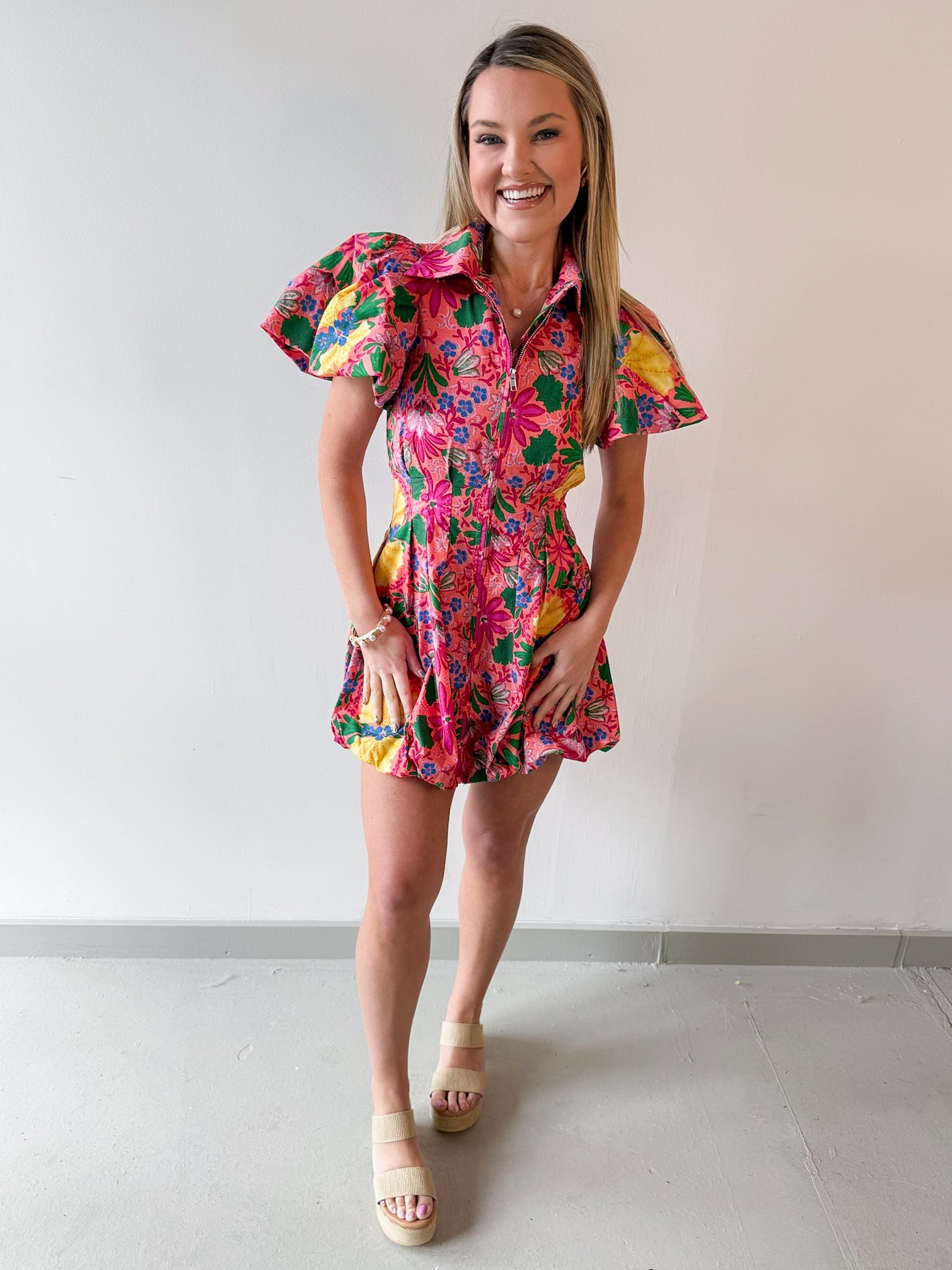 Gina Floral Puff Sleeve Mini Dress