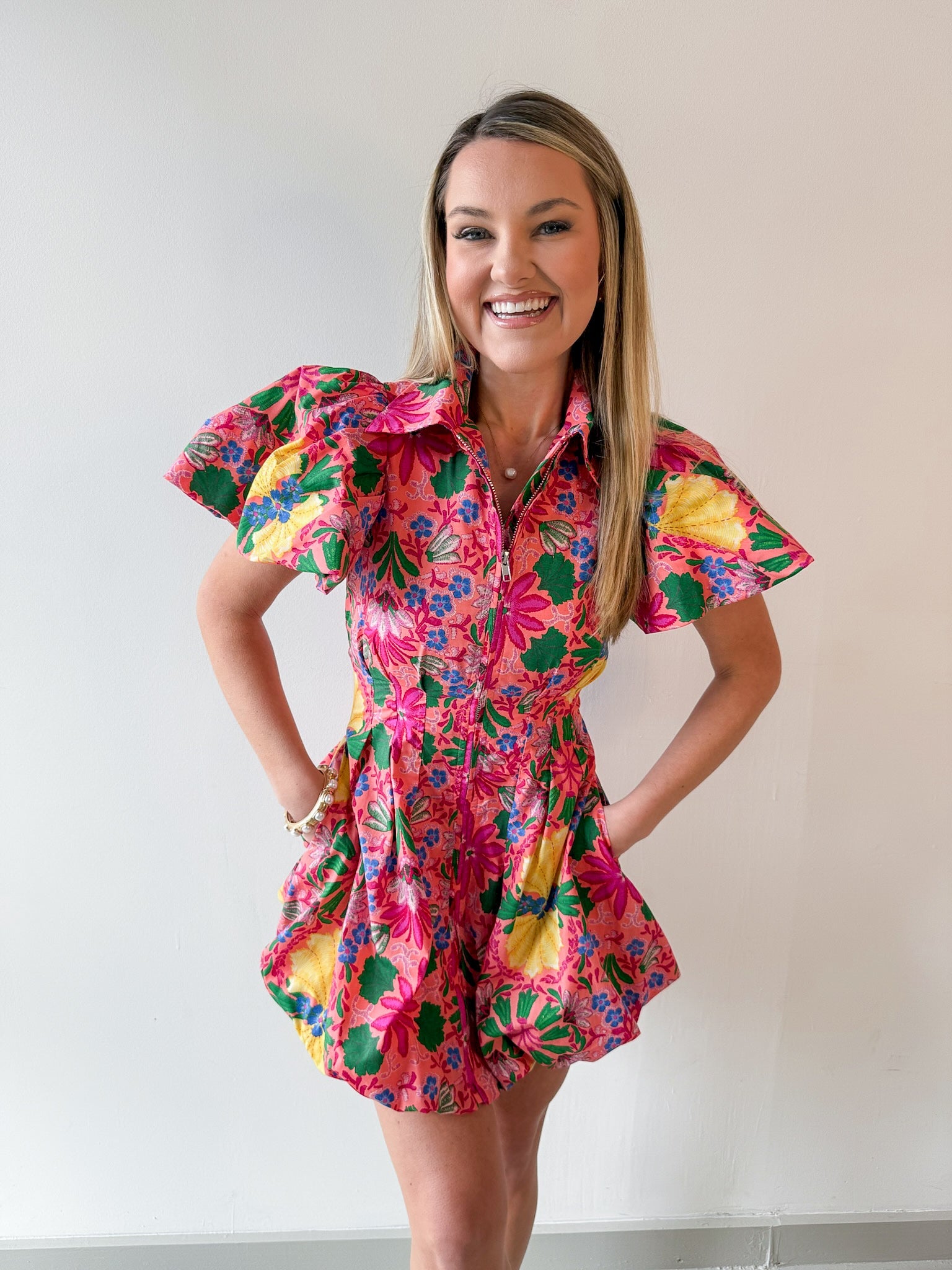 Gina Floral Puff Sleeve Mini Dress