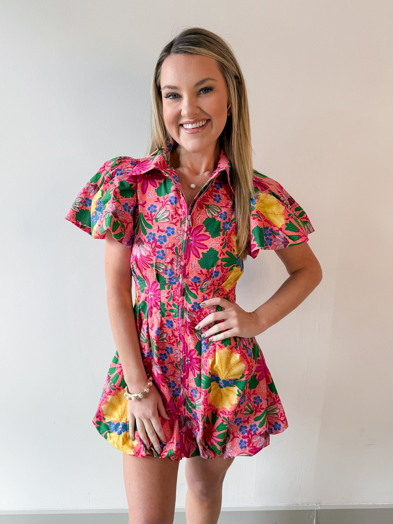 Gina Floral Puff Sleeve Mini Dress