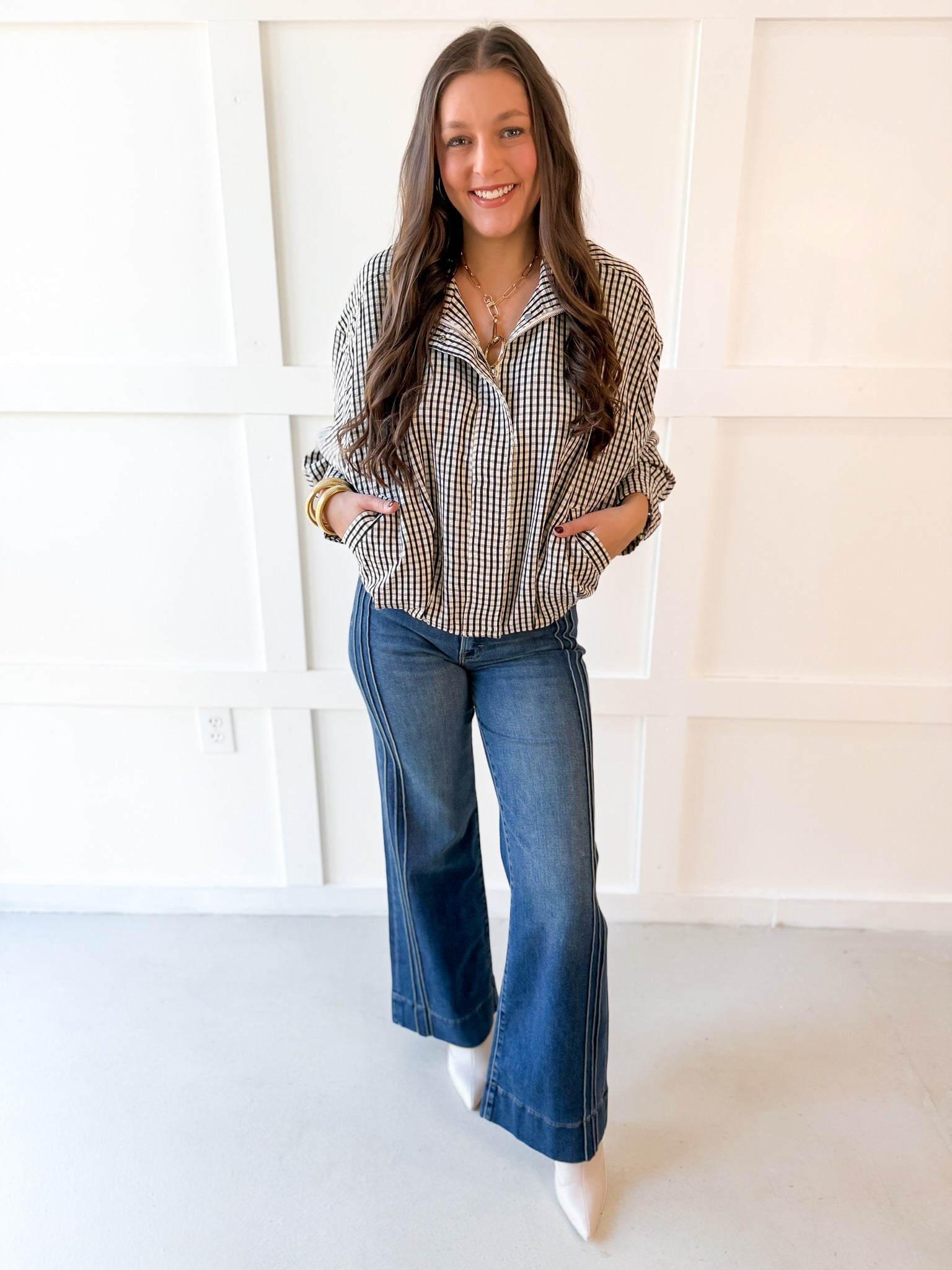 Gingham Bomber Jacket