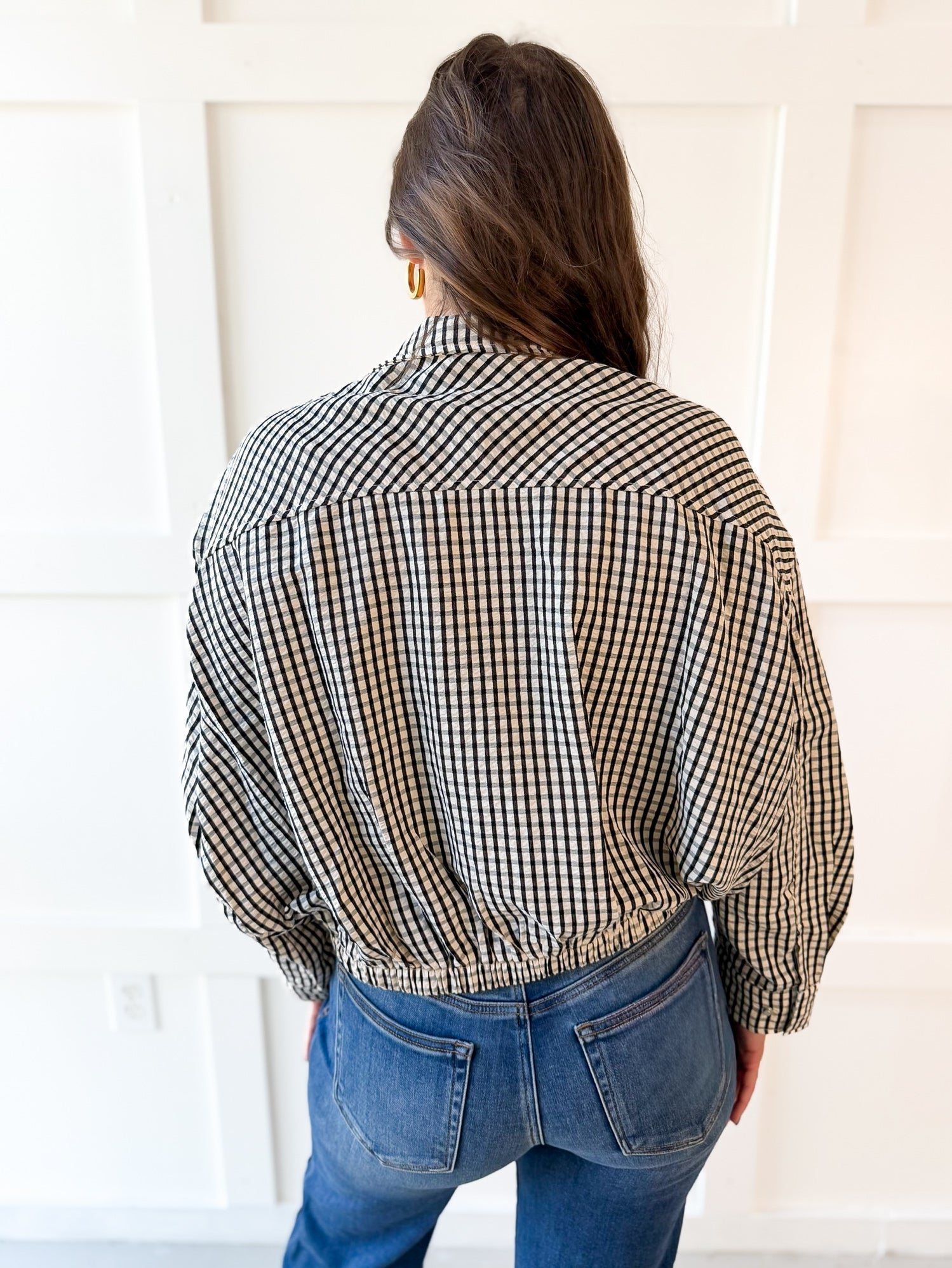 Gingham Bomber Jacket