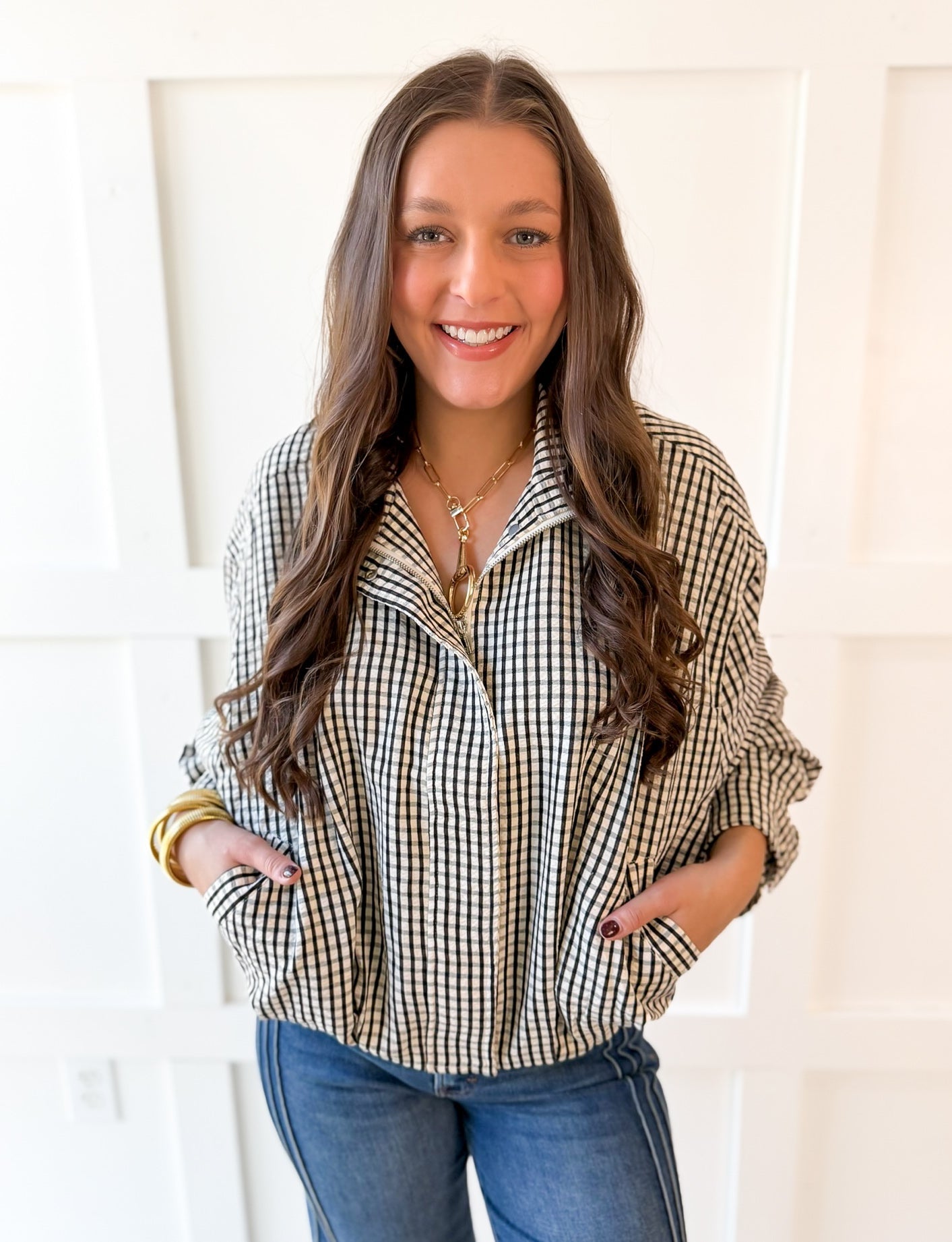 Gingham Bomber Jacket