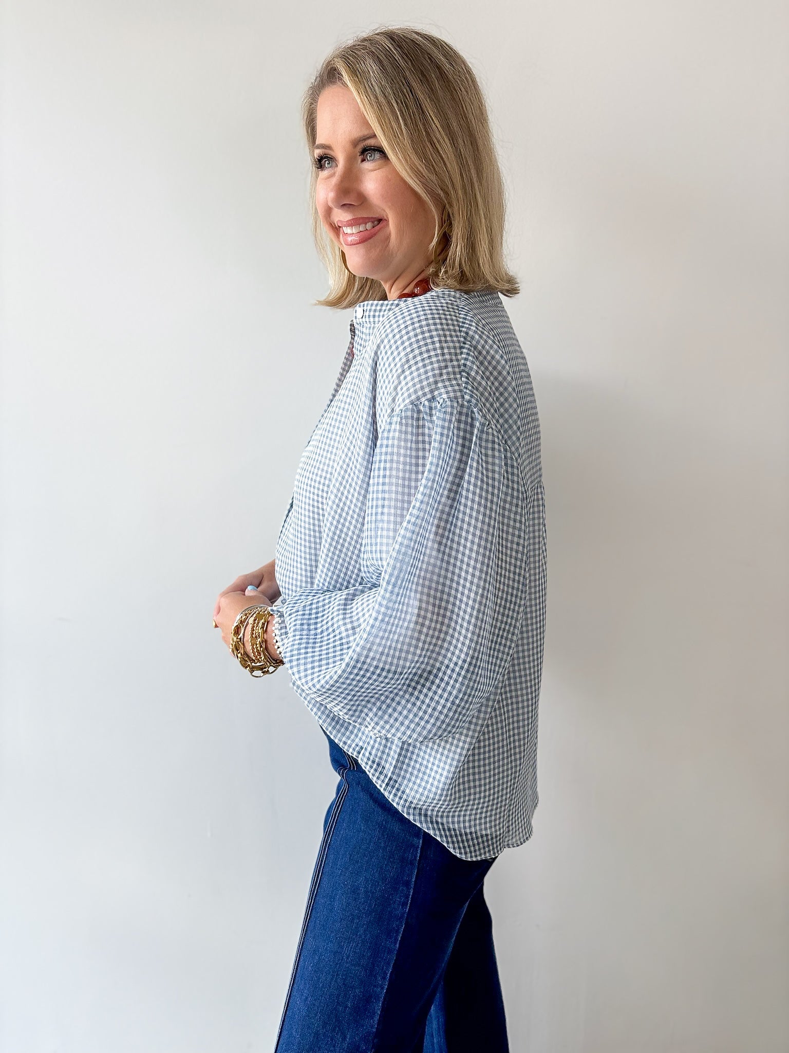 Gingham Bubble Blouse