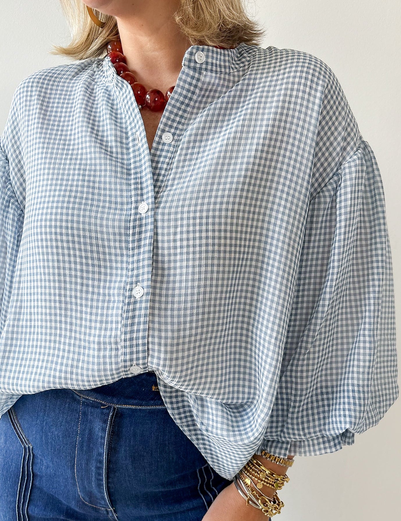 Gingham Bubble Blouse