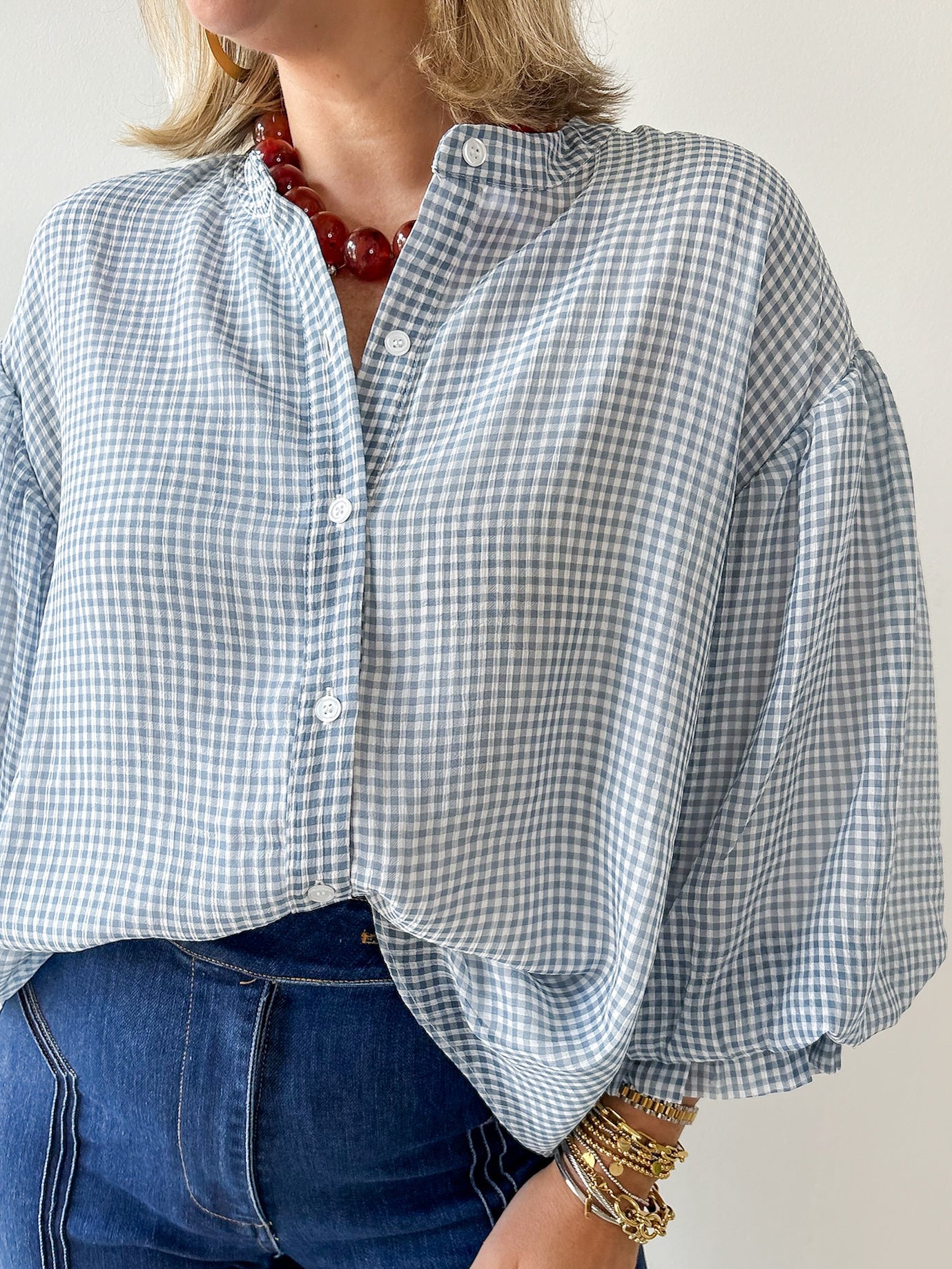 Gingham Bubble Blouse