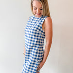 Gingham Mini Dress with Accent Buttons