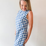 Gingham Mini Dress with Accent Buttons