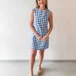 Gingham Mini Dress with Accent Buttons