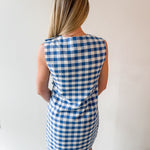 Gingham Mini Dress with Accent Buttons