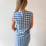 Gingham Mini Dress with Accent Buttons