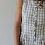 Gingham Mini Swing Dress - Beige