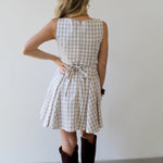 Gingham Mini Swing Dress - Beige