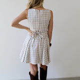 Gingham Mini Swing Dress - Beige