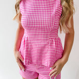 Gingham Peplum Top & Short Set