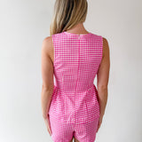 Gingham Peplum Top & Short Set