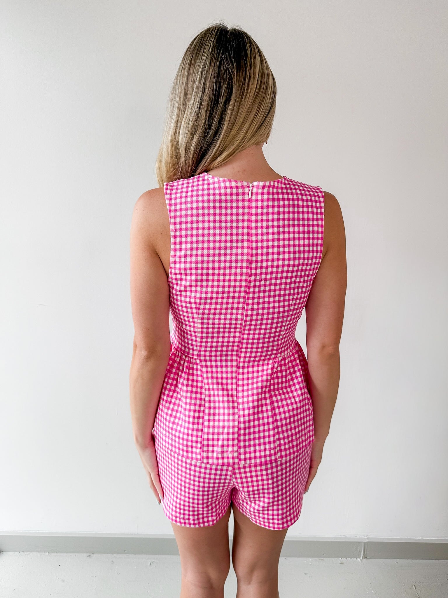 Gingham Peplum Top & Short Set