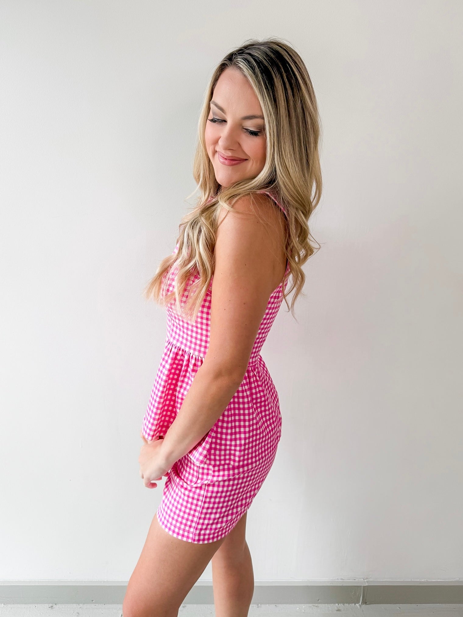 Gingham Peplum Top & Short Set