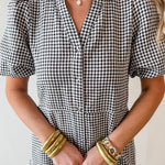 Gingham Puff Sleeve Dress