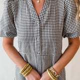 Gingham Puff Sleeve Dress