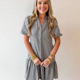 Gingham Puff Sleeve Dress