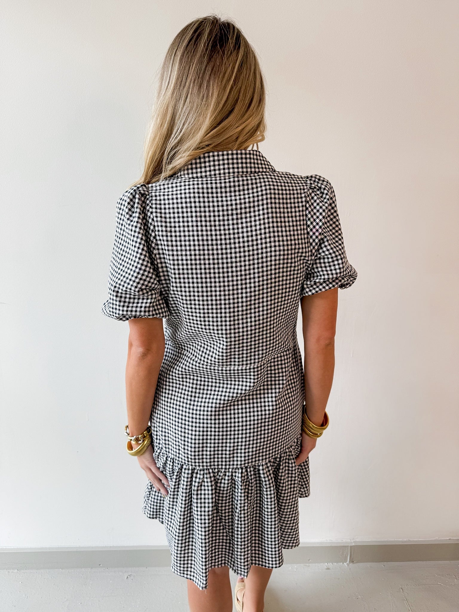 Gingham Puff Sleeve Dress