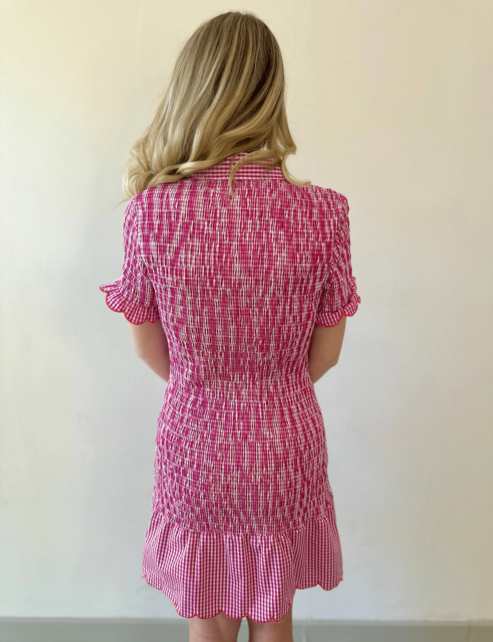 Gingham Smocked Button Down Dress