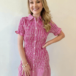Gingham Smocked Button Down Dress