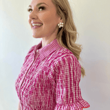 Gingham Smocked Button Down Dress