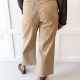 Gingham Straight Leg Pant- Toast