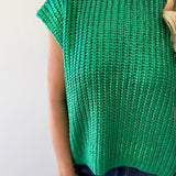 Glitzy Metallic Sweater - Green