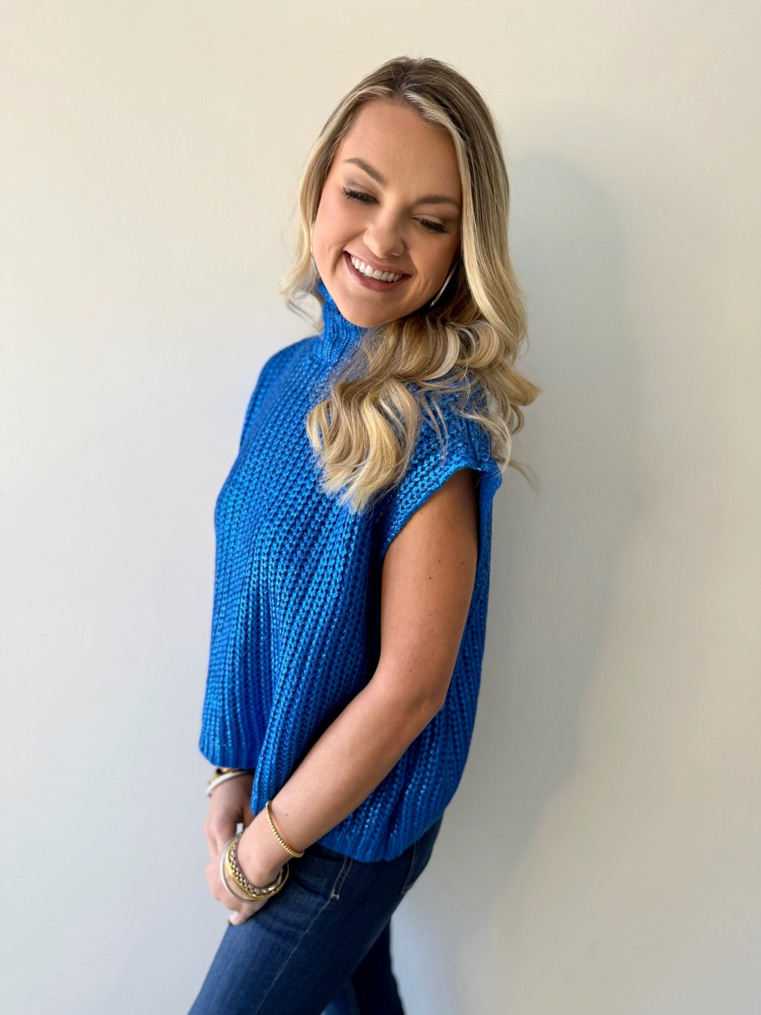 Glitzy Metallic Sweater - Royal