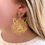 Go Get Em Tiger Earrings Gold