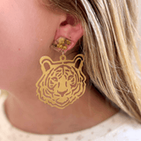 Go Get Em Tiger Earrings Gold