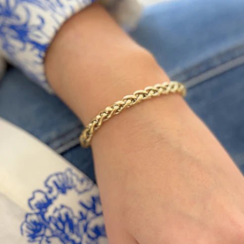 Gold 6mm Wheat Chain Bracelet