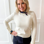 Gold Ball Accent Knit Top - Cream