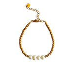 Gold Bead and Four Pearl Bracelet