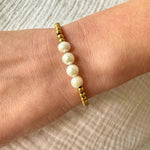 Gold Bead and Four Pearl Bracelet