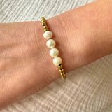 Gold Bead and Four Pearl Bracelet